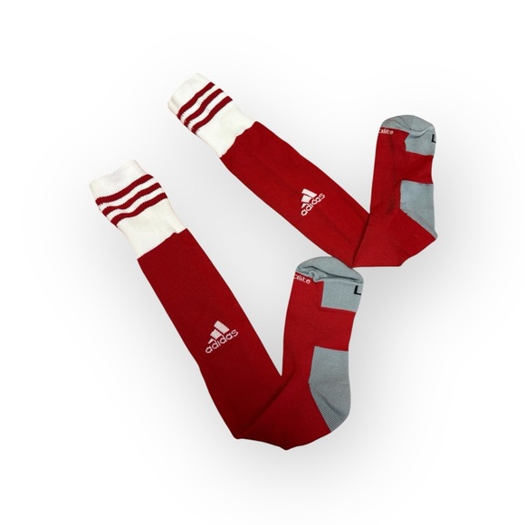 Adidas Red and White Soccer Socks - Picture 2 of 3
